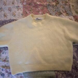 Zara Women's Soft Cream Crew Neck Sweater